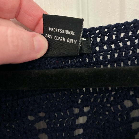 Navy Blue Crochet Knit Top, Sz S-M - Picture 5 of 7